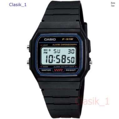 Original 100%!! CASIO F-91W-1DG - Jam Tangan Unisex - Hitam