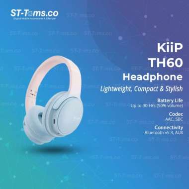 KiiP TH60 TH 60 Over-Ear Bluetooth Headphone With AUX 30Hrs Biru