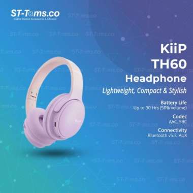 KiiP TH60 TH 60 Over-Ear Bluetooth Headphone With AUX 30Hrs Ungu