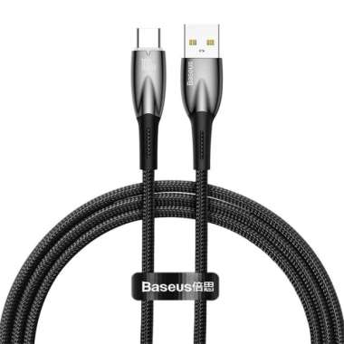 BASEUS KABEL DATA 100W FAST CHARGING GLIMMER USB TO TYPE C 6A Hitam