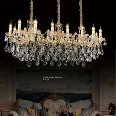 FL 1525 LAMPU GANTUNG KRISTAL CHANDELIER MODEL KAPAL MEJA MAKAN MEWAH SILVER