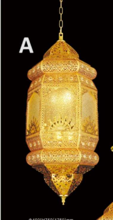 FL 1668 LAMPU GANTUNG TURKI MASJID 4 MODEL KLASIK NABAWI MAROKO GOLD A
