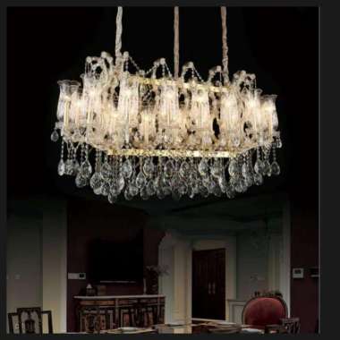 FL 6262 LAMPU GANTUNG KRISTAL CHANDELIER MODEL KAPAL MEJA MAKAN MEWAH GOLD