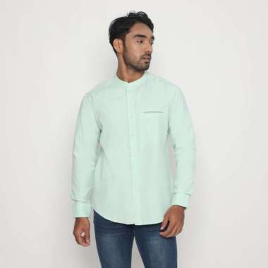 Platini Kemeja Pria Shanghai Lengan Panjang Katun Linen Hijau Mint 22017 XXL