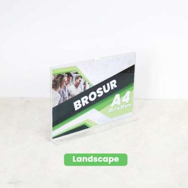 Tempat Brosur A4 / Tent Holder / Tent Card Nomor Meja Akrilik 2 Sisi Landscape
