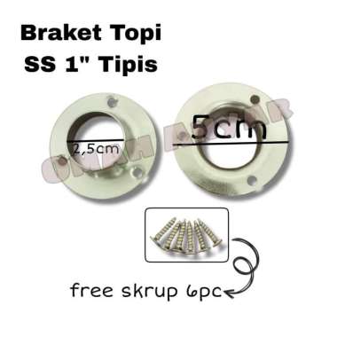 Braket Pipa Topi 1" inch diameter 2,5cm merk Huben Kaje 1"SS Tipis
