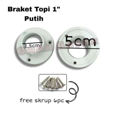 Braket Pipa Topi 1" inch diameter 2,5cm merk Huben Kaje 1" Putih
