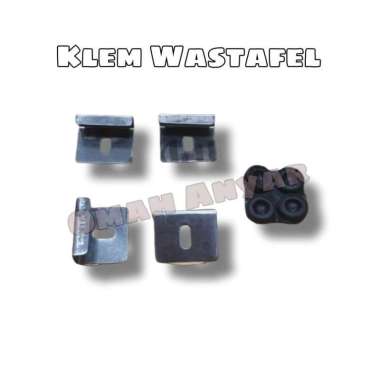 Plat Klem Wastafel Jepit Kaca Ambalan + Karet