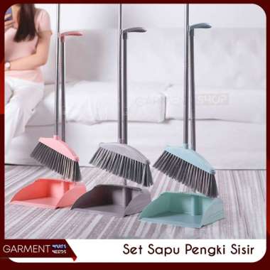 Sapu Lantai Pengki Set Dengan Serok Rambut Alat Pembersih Debu Kotoran Lantai PACKING STANDART PINK