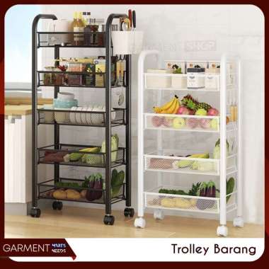 Rak Troli Lantai Dorong Beroda Aesthetic Ruang Tamu Dapur Toilet Bahan Premium Multifungsi PACKING S