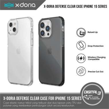 X-Doria Defense Clear Shockproof Case Iphone 15 PLUS PRO MAX Casing 15 PRO Smoke Black