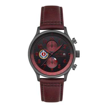 Jam Tangan Pria AVI-8 Hawker Hurricane AV-4011-0S Classic Chronograph Blood Red Dial Red Leather Str