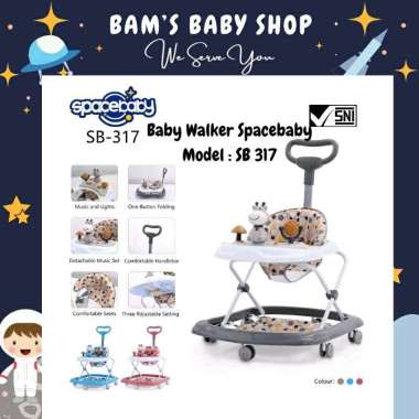0BABY WALKER SPACEBABY SB 317 DORONGAN / APOLO BAYI BANTU BELAJAR JALAN BISA DILIPAT KADO biru
