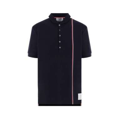 Thom Browne RWB Stripe at Front Left Polo Shirt Blue Blue 3