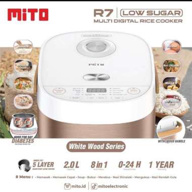MITO Rice Cooker Digital Low Sugar R7 - Penanak Nasi 8 IN 1 Mito R7 WHITE GOLD