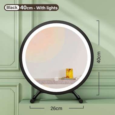 RM Cermin Rias Makeup Kaca Lampu LED Mirror To Hitam 40CM-LED