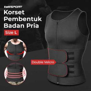 TaffSPORT Korset Pembentuk Badan Pria Waist Fat Burner Double Velcro L
