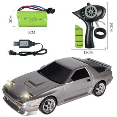 RC DRIFT LD1802 MAZDA RX-7 RWD 1:18 2.4GHZ LAMPU LED DEPAN RC CAR silver