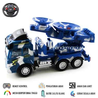 MAINAN MOBIL REMOT KONTROL RC TRUK RUDAL MILITER Biru+Box