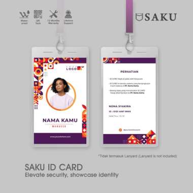 Saku Desain Print Cetak UV ID Card Kantor Custom Design PLUS DESIGN 2 SIDE-FLAT