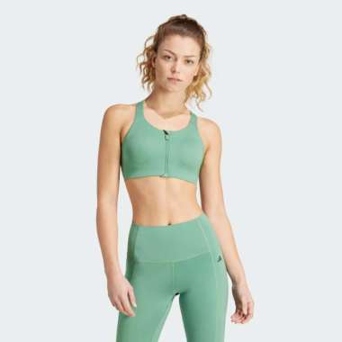 adidas Women Training Workout Bra TLRD Impact Luxe High-Support Zip [IT6655] 70B Preloved Green