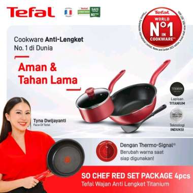 Tefal So Chef Red Set Package 4 Pcs Wajan Panci Anti Lengket, Anti Gores, Dan Berkualitas