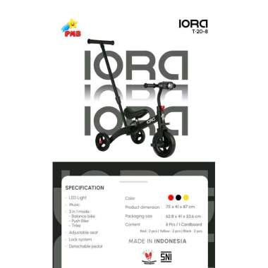PMB TOYS T20-8 IORA BALANCE BIKE SEPEDA KESEIMBANGAN ANAK SEPEDAH LATIHAN ANAK PUSH BIKE PMB TOYS IO