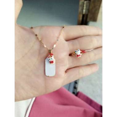 Set Perhiasan Emas Asli Untuk Anak Kalung Emas Liontin Emas Cincin Emas Karakter Hello Kitty Cantik