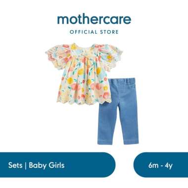 Mothercare Blouse and Jeggings Set - Set Baju Bayi Perempuan (Putih) 6-9 bulan