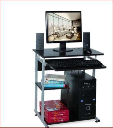 Meja Komputer Besi Murah Walnut