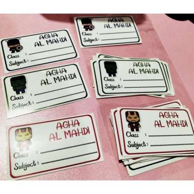 44 PCS Stiker Nama Buku / Stiker Custom Nama Buku Sekolah Anak/ Stiker Label Buku Waterproof PO 3har