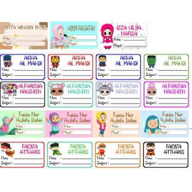 44 PCS Stiker Nama Buku / Stiker Custom Nama Buku Sekolah Anak/ Stiker Label Buku Waterproof PO 3har