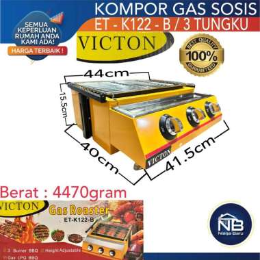 KOMPOR PANGGANGAN SOSIS BARBEQUE GRILL 3 TUNGKU VICTON ET-K122-B