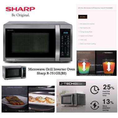SHARP Microwave Grill J-Tech Inverter Digital 25 Liter R-751GX (BS) Original