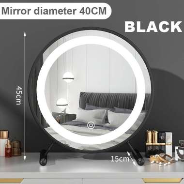 JP 40CM Cermin Rias Lampu LED Cermin Rias Bula Hitam 40CM-LED