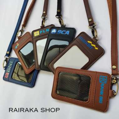 Id Card Holder Kulit Name Tag Logo Model Kekinian BANK MANDIRI hitam