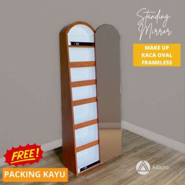 Adapta - Cermin Standing Mirror 160 cm Make Up Pintu Geser - Cermin Berdiri Makeup Oval Frameless – 