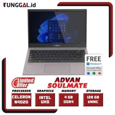 ADVAN Soulmate Plus Celeron N4020 4GB 256GB 128GB 14.0HD Win11 - 128 gb + 256 gb