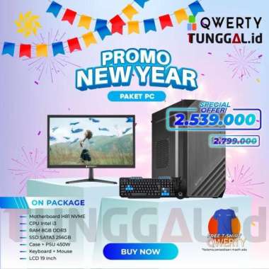 PC RAKITAN QWERTY CORE i3 GEN 4 RAM 8GB 256GB SSD 22.0 VA - PC KANTOR