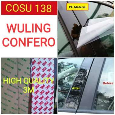 Stiker Plastik PC Hitam Glossy Pilar exterior Wuling Confero