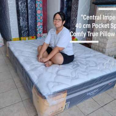 Set Comfy Plush Top Central Imperium kasur Pocket Spring Bed 40 cm 180