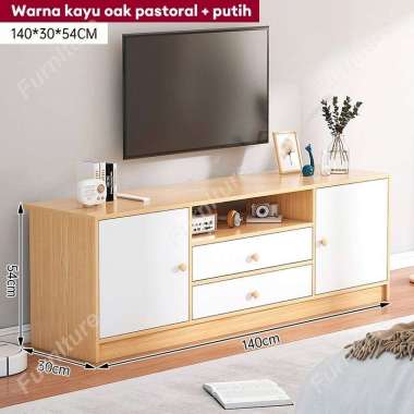Meja TV Minimalis 140CM Meja TV Kayu Meja TV Ikea Maple+Putih 140CM