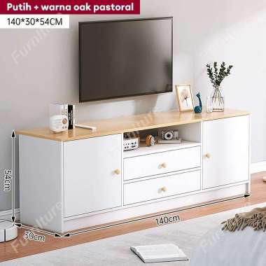 Meja TV Minimalis 140CM Meja TV Kayu Meja TV Ikea putih + Maple 140CM