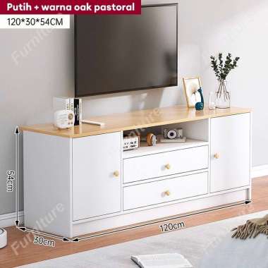 Meja TV Minimalis 140CM Meja TV Kayu Meja TV Ikea putih + Maple 120CM