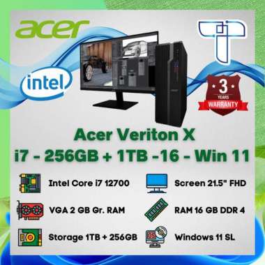 Acer Veriton X Desktop PC - i7 - 256 GB + 1 TB - 16 - Windows 11 TKDN Win 11 Pro - 21.5"