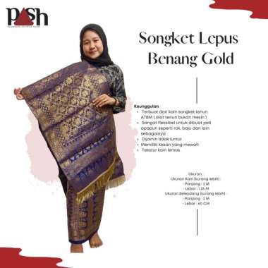 Songket Pash - Songket Lepus Benang Gold Khas Palembang Berbagai Motif dan Warna Biru Tua