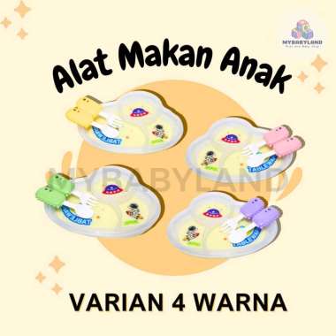 Piring Plastik Makan Sendok Garpu Belajar Anak Balita Bahan Acrylic Anti Pecah Tebal | Piring Plasti