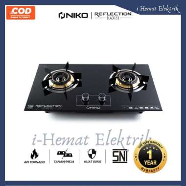Kompor Gas Tanam 2 dan 3 Tungku Material Kaca Tempered Glass dan Stainless Pemantik Elektrik NIKO Ta