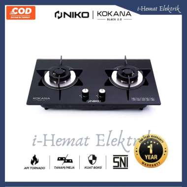 Kompor Gas Tanam 2 dan 3 Tungku Material Kaca Tempered Glass dan Stainless Pemantik Elektrik NIKO Ta