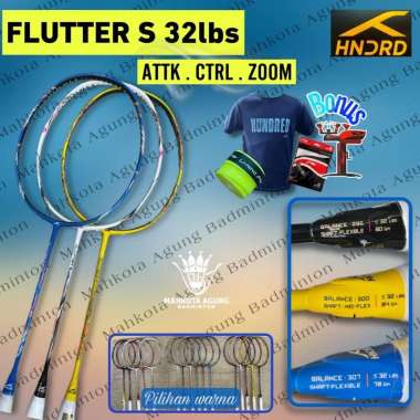 Raket Badminton HUNDRED HNDRD ORIGINAL FLUTTER S ATTK CTRL ZOOM 32LBS Attack Control Zoom ZOOM black